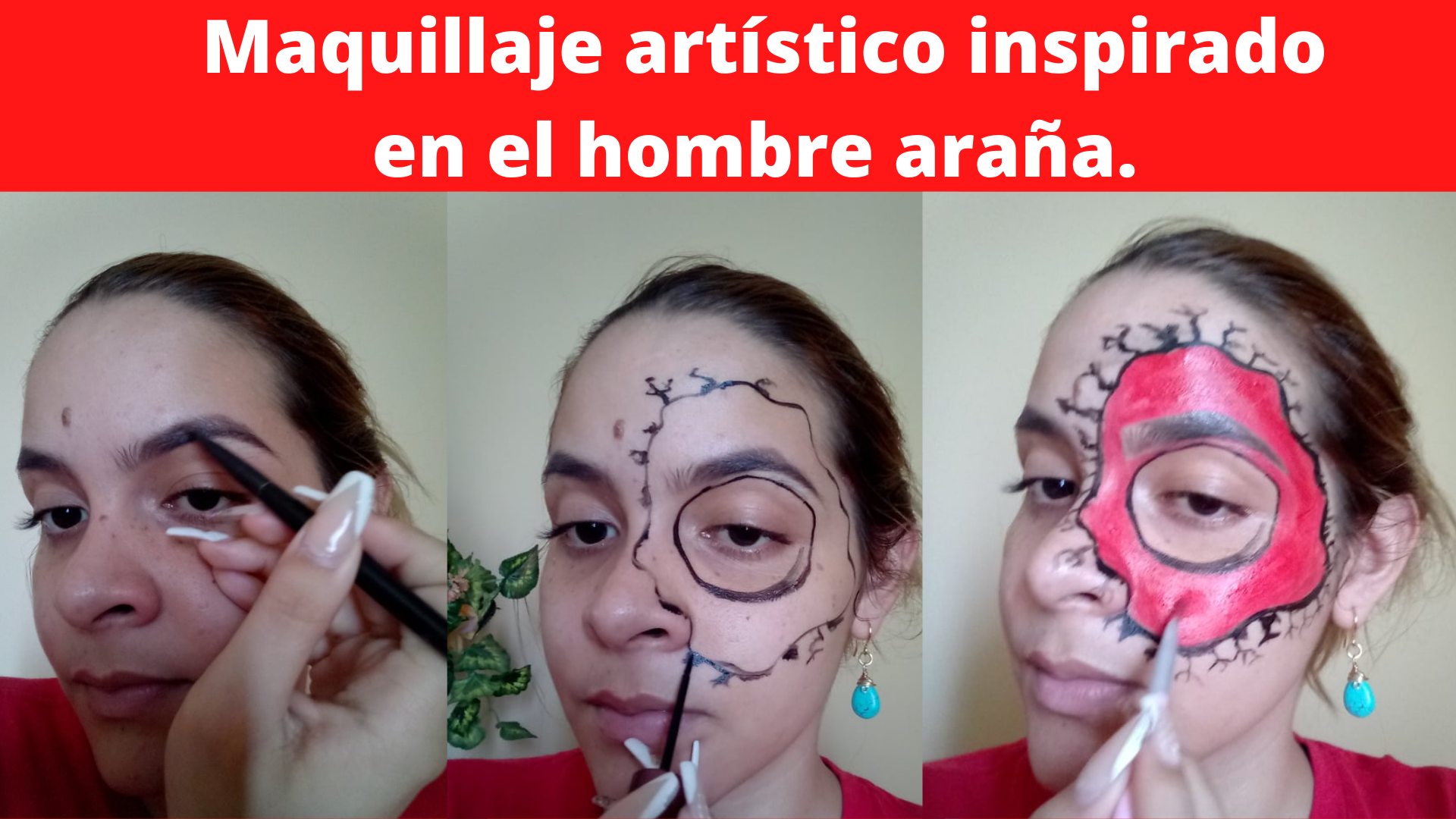 Transforma tu rostro en el Hombre Araña con nuestro maquillaje artístico ¡Sorprende a todos con tu look único y original!