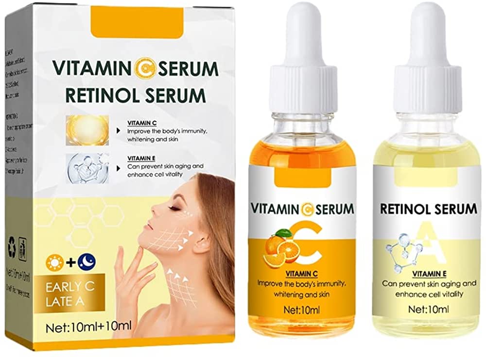 Essencia facial vegana con retinol y vitamina C para una piel radiante