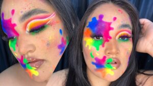 Descubre el impactante maquillaje artístico neón: colores vibrantes y creatividad sin límites. Ideal para los amantes de la originalidad y la expresión artística. ¡Entra y deslumbra con tu propio estilo!