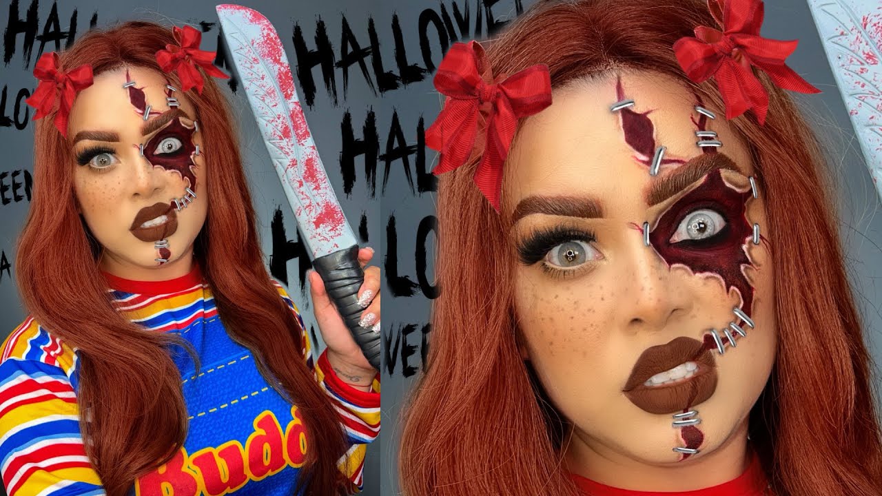 Transforma tu look con el maquillaje Chucky para mujer y sorprende a todos.