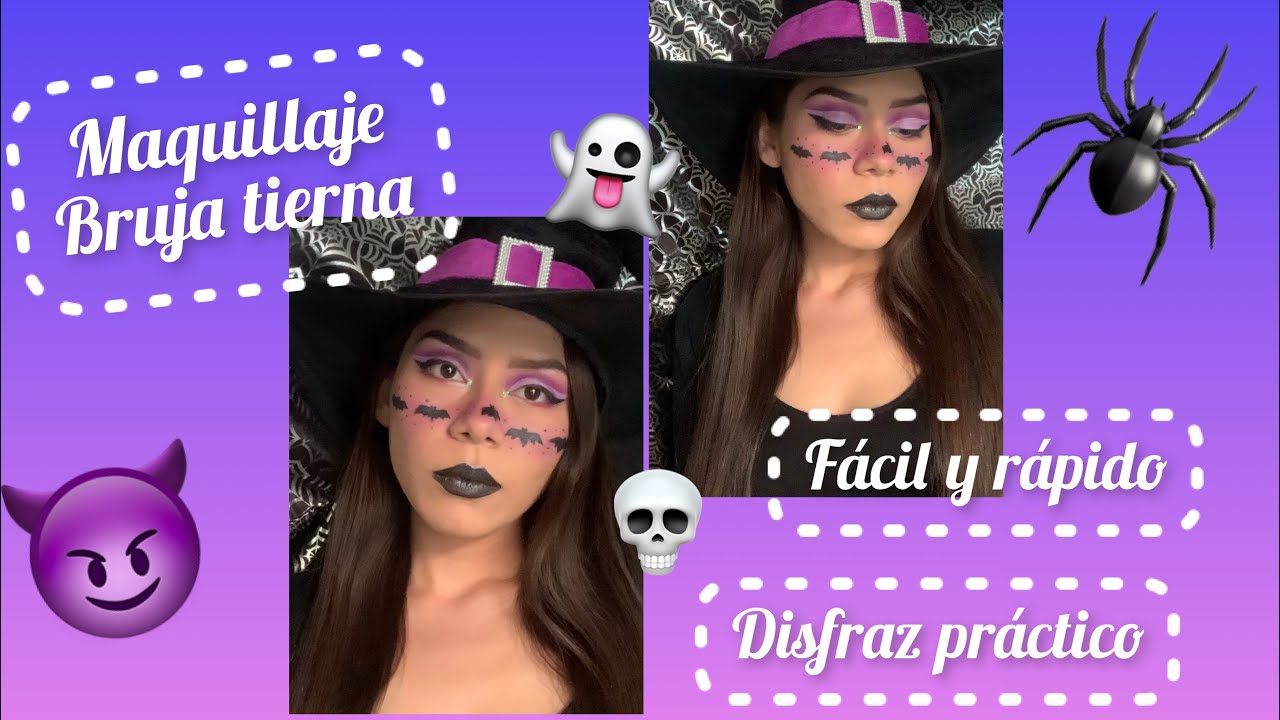 Transforma tu look con un maquillaje de bruja tierna.