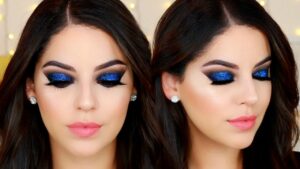 Descubre el encanto del maquillaje azul con brillos: resalta tu Belleza.