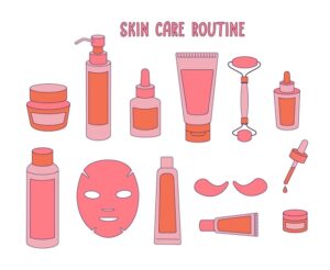 Productos para el cuidado de la piel en dibujos